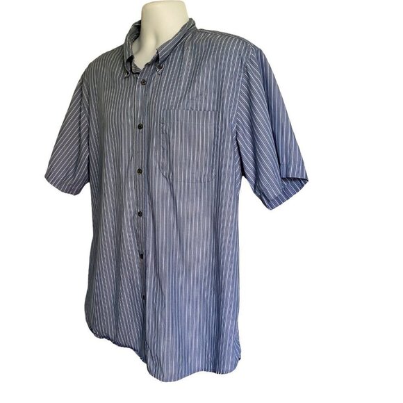 Basic Edition Casual Striped Short Sleeve Button Down Shirt XL - Picture 3 of 7